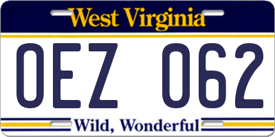 WV license plate OEZ062