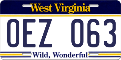 WV license plate OEZ063