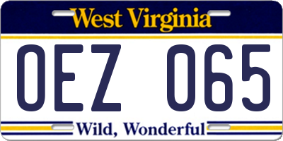 WV license plate OEZ065