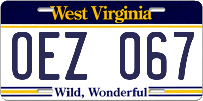 WV license plate OEZ067