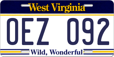 WV license plate OEZ092