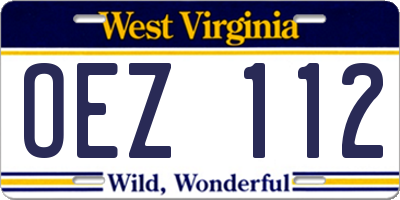 WV license plate OEZ112