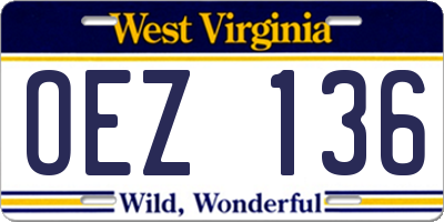 WV license plate OEZ136
