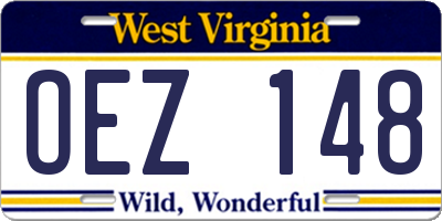 WV license plate OEZ148