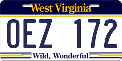 WV license plate OEZ172