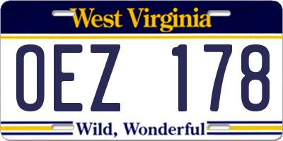WV license plate OEZ178