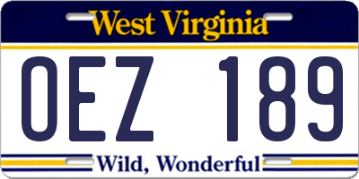 WV license plate OEZ189