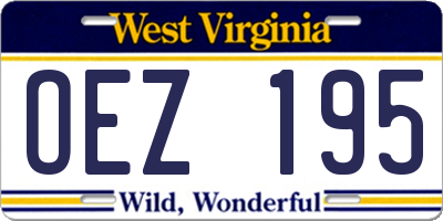 WV license plate OEZ195