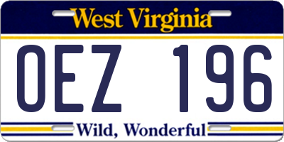WV license plate OEZ196