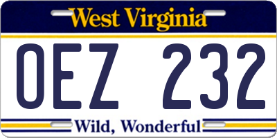 WV license plate OEZ232