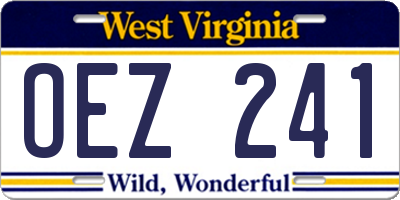 WV license plate OEZ241