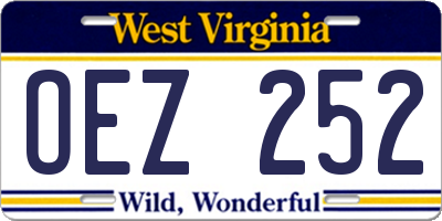 WV license plate OEZ252