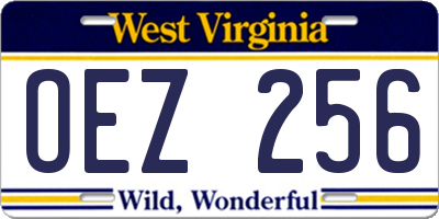 WV license plate OEZ256