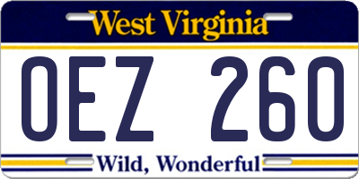 WV license plate OEZ260