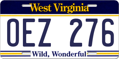 WV license plate OEZ276