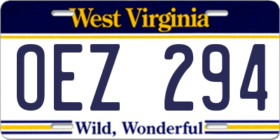 WV license plate OEZ294
