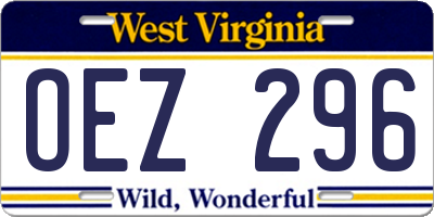 WV license plate OEZ296