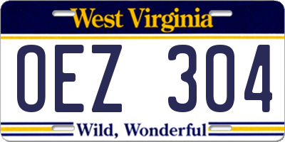 WV license plate OEZ304