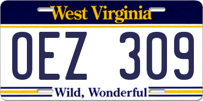WV license plate OEZ309