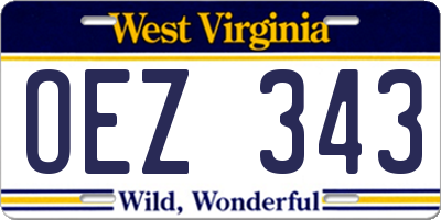 WV license plate OEZ343