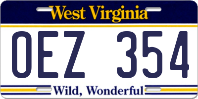 WV license plate OEZ354