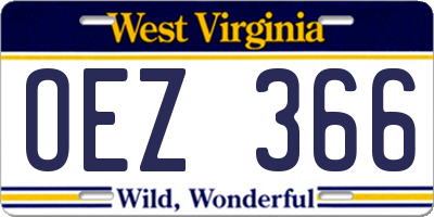 WV license plate OEZ366