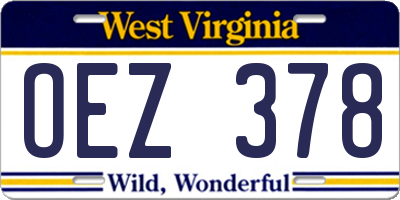 WV license plate OEZ378