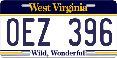WV license plate OEZ396