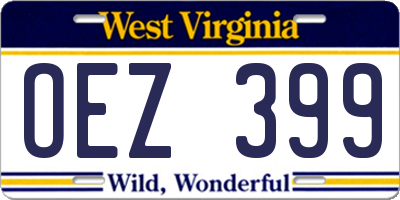 WV license plate OEZ399