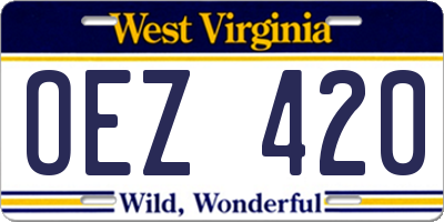 WV license plate OEZ420
