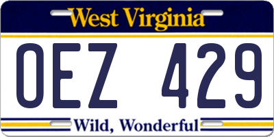 WV license plate OEZ429