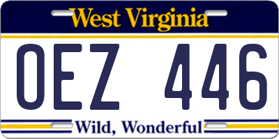 WV license plate OEZ446