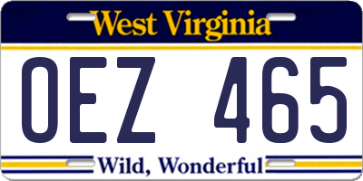 WV license plate OEZ465