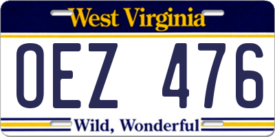 WV license plate OEZ476