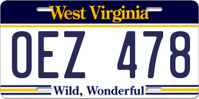 WV license plate OEZ478