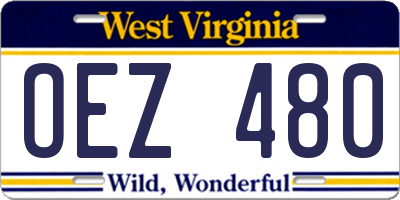 WV license plate OEZ480