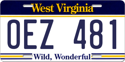 WV license plate OEZ481