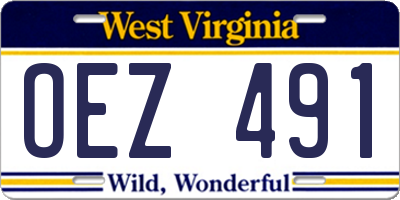 WV license plate OEZ491