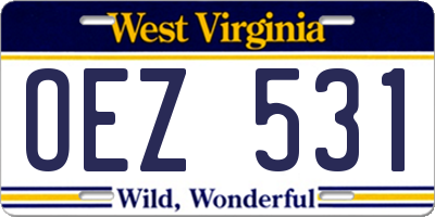 WV license plate OEZ531