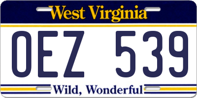 WV license plate OEZ539
