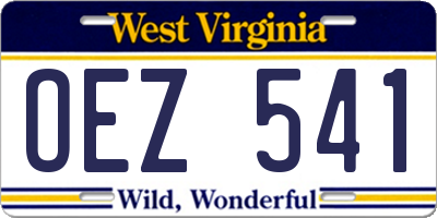 WV license plate OEZ541