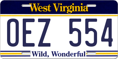 WV license plate OEZ554