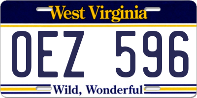WV license plate OEZ596