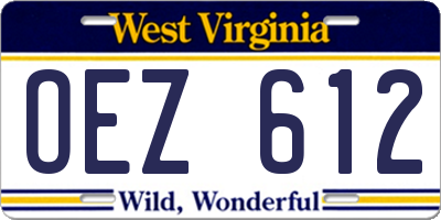 WV license plate OEZ612