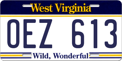 WV license plate OEZ613