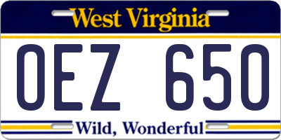 WV license plate OEZ650