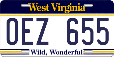 WV license plate OEZ655