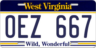WV license plate OEZ667