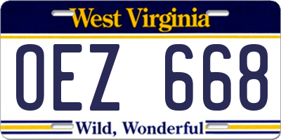 WV license plate OEZ668