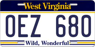 WV license plate OEZ680